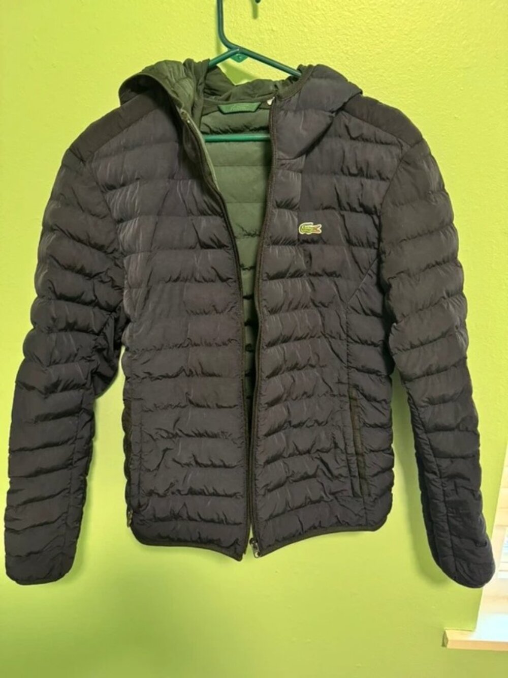 Lacoste Quilted Hooded Puffer Jacket Navy β Menβs M